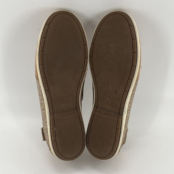 Sperry Angelfish Top-Sider Womens 10 M Leather Shimmer Tan Boat Shoe Preppy - Picture 11 of 16